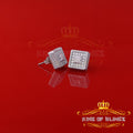 King of Bling's 1.00ct ' VVS' D 'moissanite 925 Silver White Womens/Men's Square Stud Earrings KING OF BLINGS