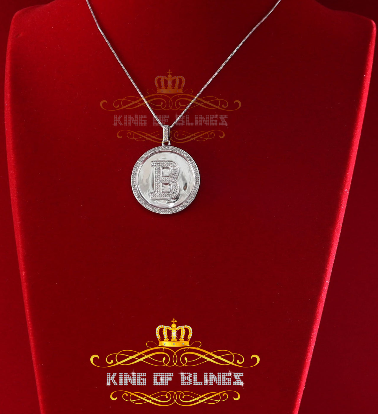 10K Real White Gold 0.25CT Diamond Men's and Women's Initial "B"Pendant