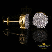 King of Bling's 925 Yellow Silver 0.96ct Cubic Zirconia Women's & Men's Hip Hop Flower Earrings KING OF BLINGS