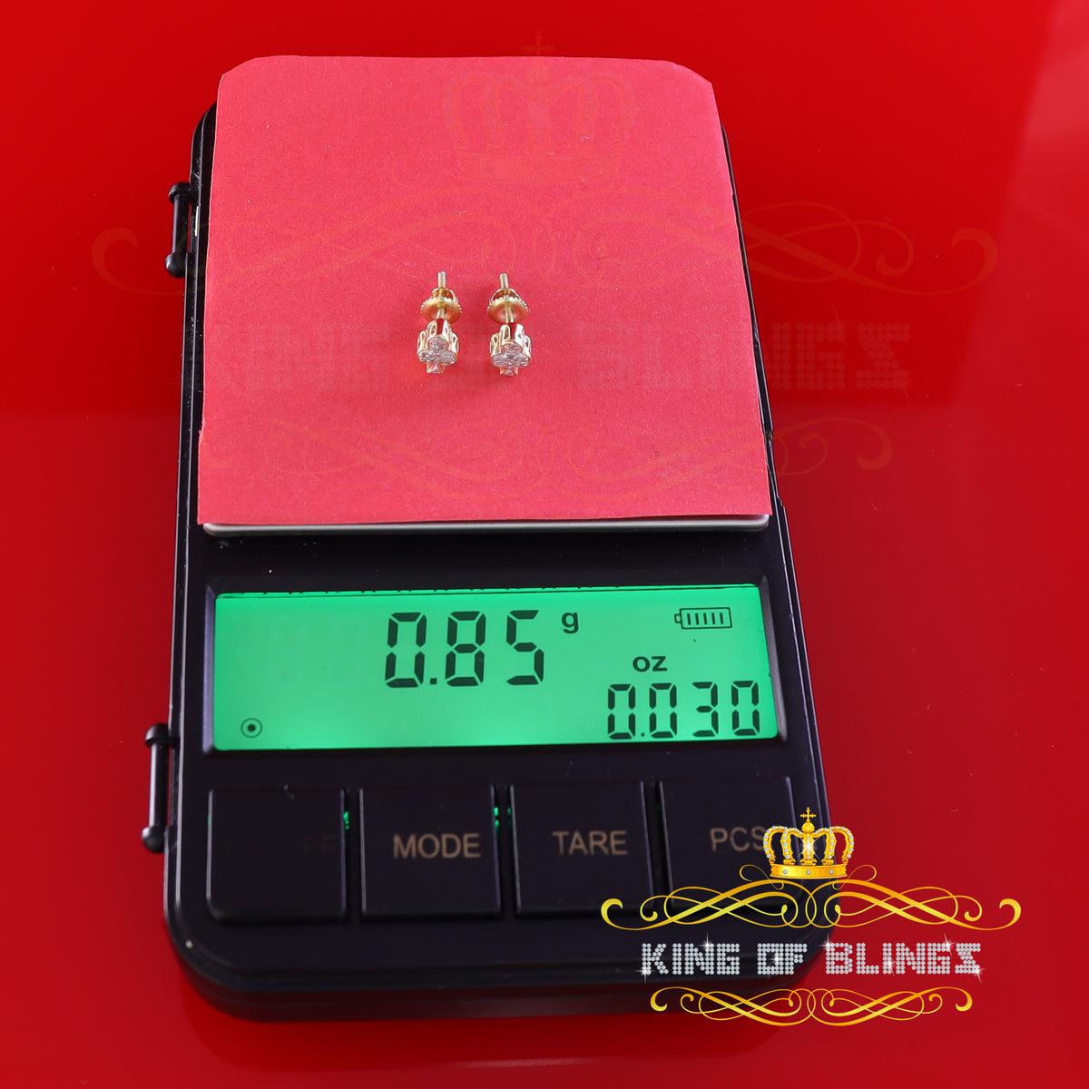 King of Blings-0.05ct Diamond 925 Sterling Yellow Silver Women's & Men's Club Suit Stud Earring KING OF BLINGS
