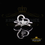 King Of Bling's925 Sterling White Silver 0.10CT Cubic Zirconia Promise Heart Ring Size 7 KING OF BLINGS