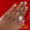 White Silver 7.50ct CZ Flower 7 stone Double Halo Bridal Women's Ring Size 7 KING OF BLINGS