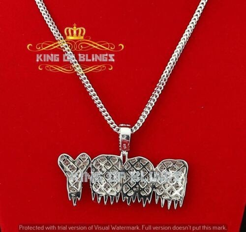 Fancy White 925 Sterling Silver with Baby Letter Pendant 15.59ct Cubic Zirconia KING OF BLINGS