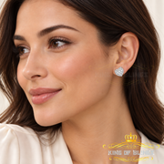 King of Bling's 1.18ct Cubic Zirconia 925 White Sterling Silver Women's Hip Hop Heart Earrings KING OF BLINGS