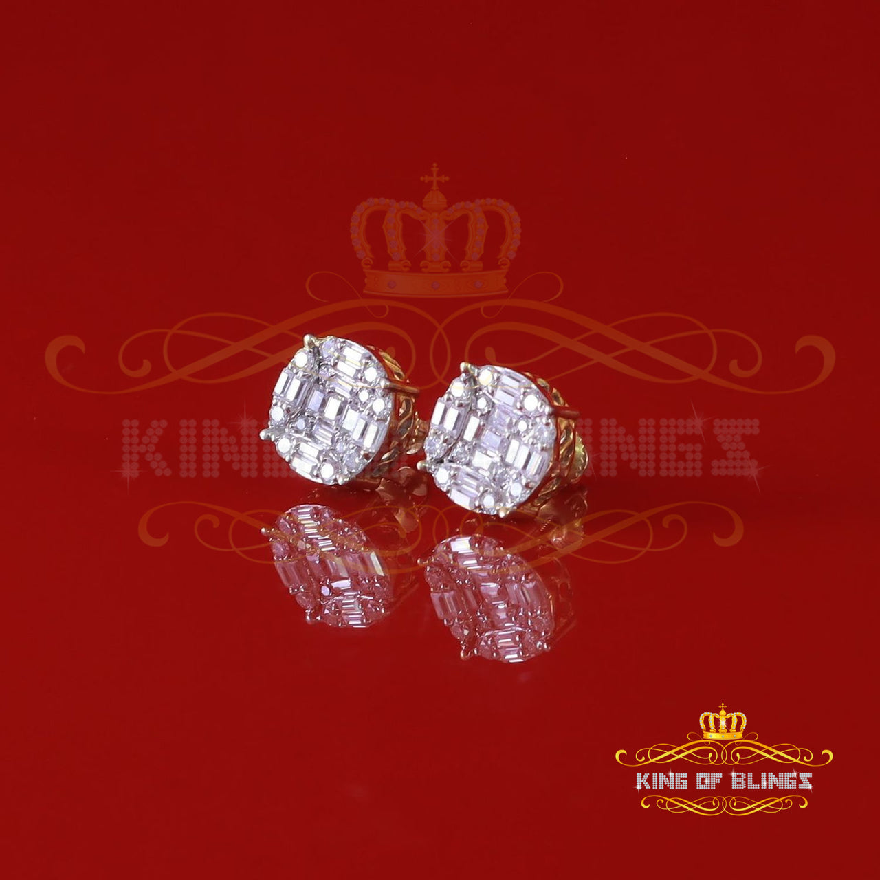 King Of Bling's Bugget Earrings 10k Real Yellow Gold 1.50ct Vvs 'D' Color Genuine Moissanite