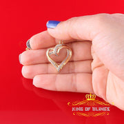 King Of Bling's Real 0.10 ct Diamond 925 Sterling Silver HEART Charm Necklace Yellow Pendant KING OF BLINGS