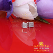 King Of Bling's 0.10ct Micro Pave 925 White Silver Diamond Square Earring For Men's & Women's KING OF BLINGS