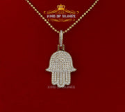 Promise Yellow Sterling silver "HAMSA" Shape Pendant with 3.38ct Cubic Zirconia KING OF BLINGS