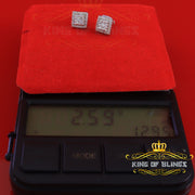 King of Bling's 1.2ct Cubic Zirconia 925 White Sterling Silver Women's Hip Hop Square Earrings KING OF BLINGS