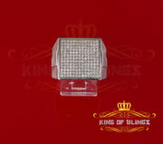 925 Silver White 1.70ct Cubic Zirconia Wide Square Cocktail Men's Ring Size 9.5 KING OF BLINGS