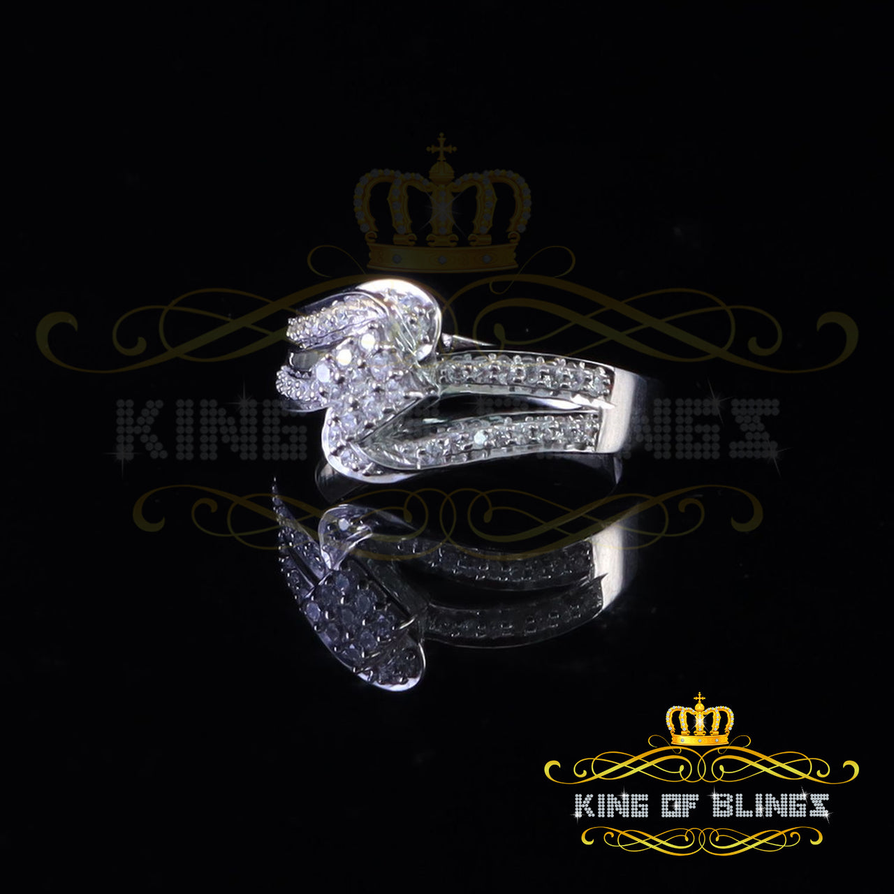 King Of Bling's1.00ct 925 Sterling White Silver 'Z' Round Cubic Zirconia Women's Ring Size 7.5