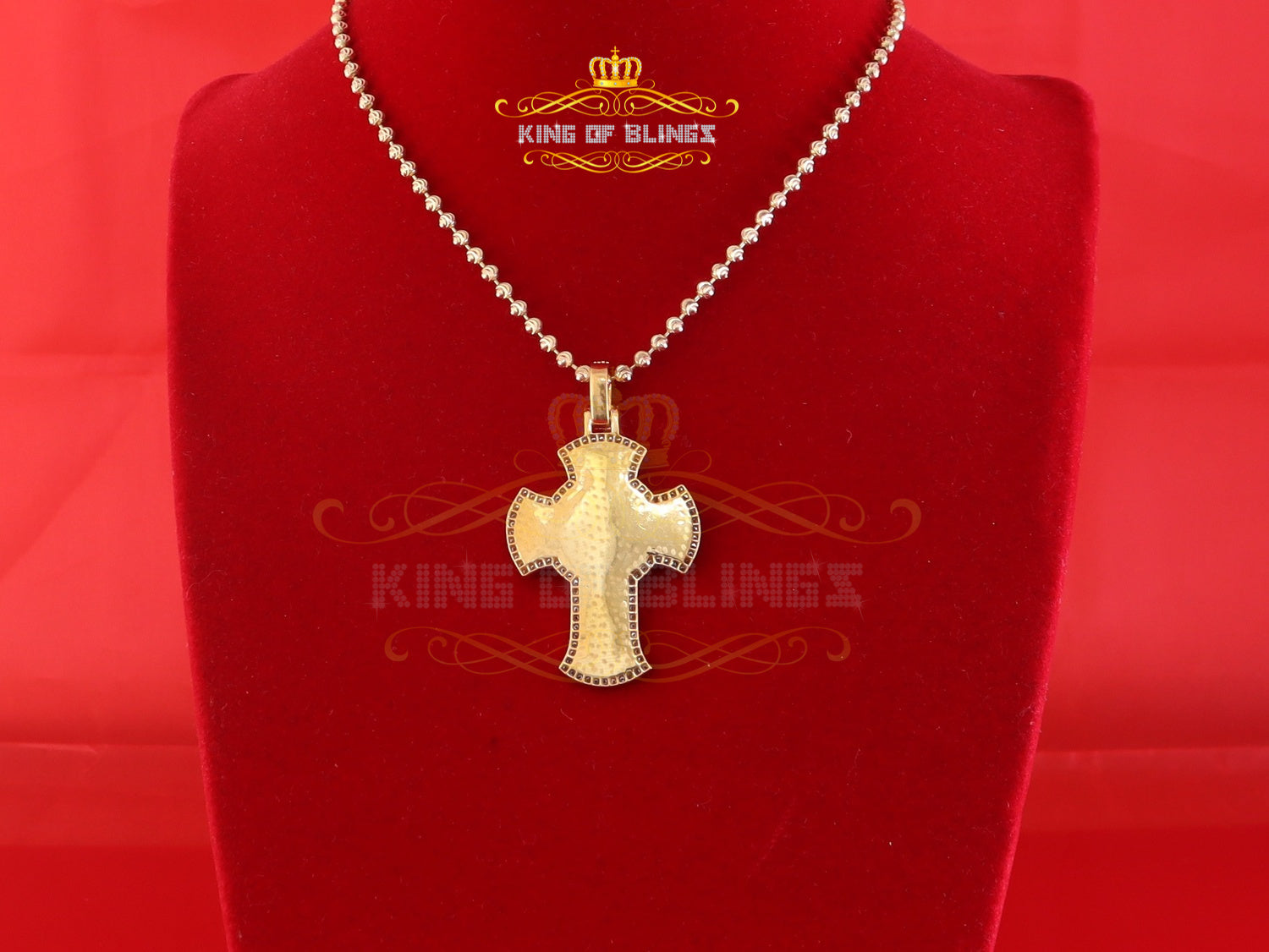King Of Bling's Men's 'VVS ' IF'D' Moissanite 1.00CT Silver JESUS Yellow Cross Pendant for Him KING OF BLINGS