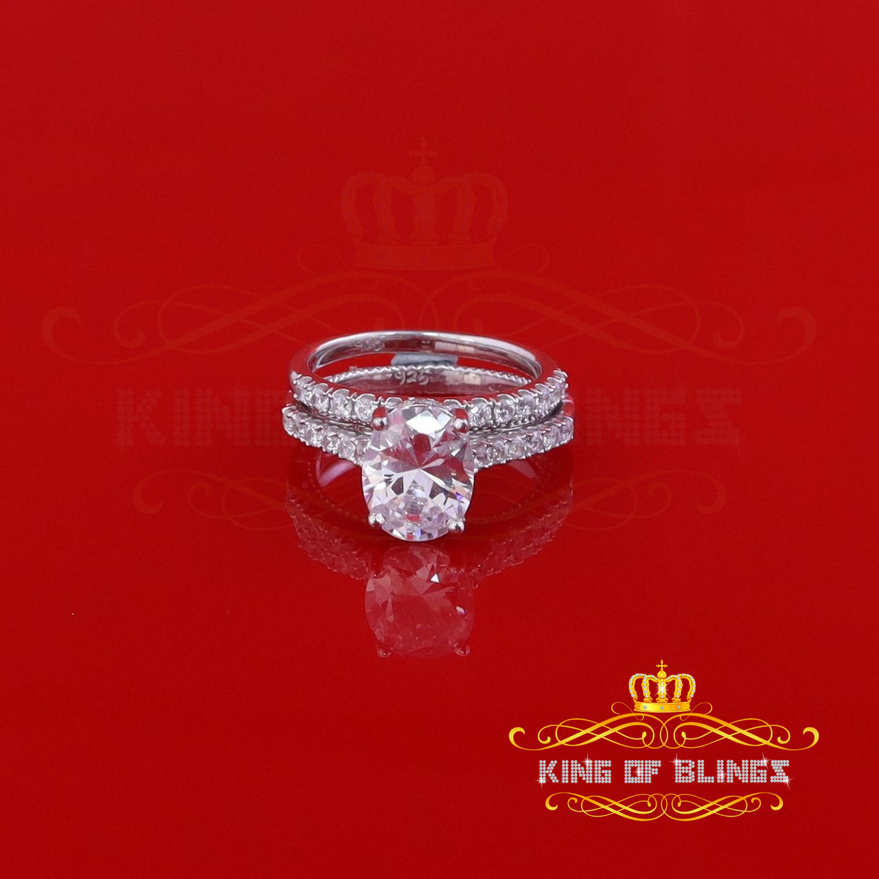 King Of Bling's5.68ct White Cubic Zirconia 925 Sterling Silver Bridal Style Womens Ring SZ 7