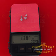 King Of Bling's 0.05ct Diamond For White 925 Sterling Silver Men's & Women's Square Earrings KING OF BLINGS