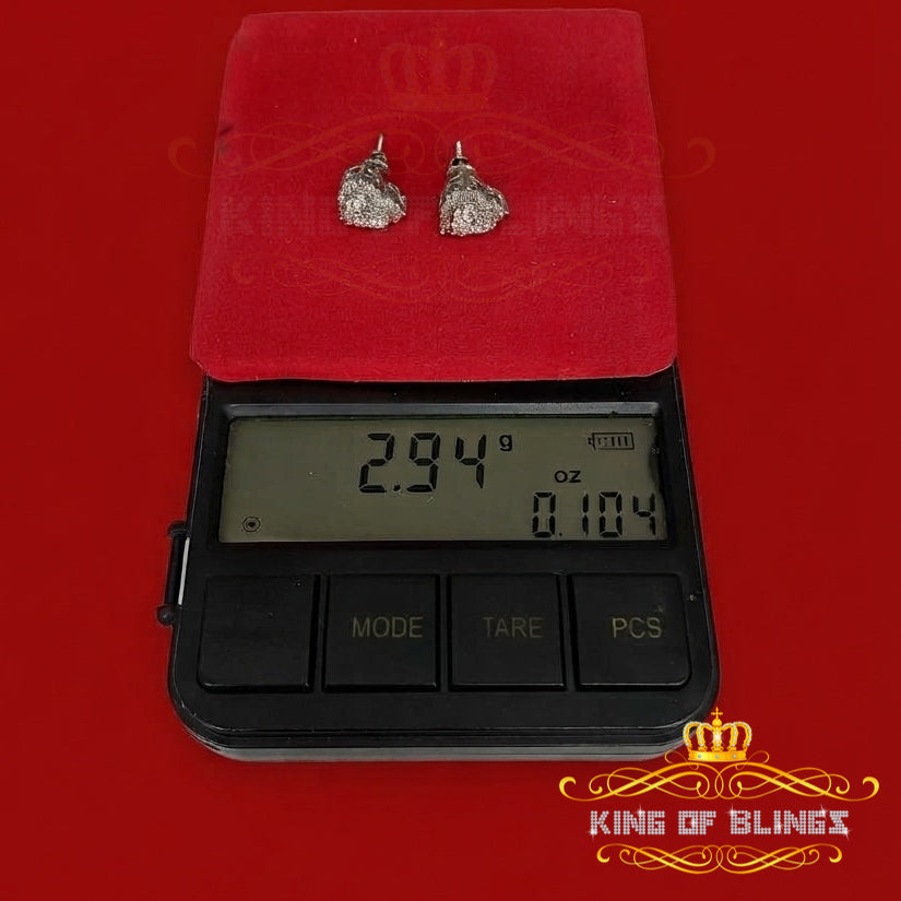 King of Bling's 1.18ct Cubic Zirconia 925 White Sterling Silver Women's Hip Hop Heart Earrings KING OF BLINGS