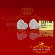 King of Blings-Micro Pave 0.33ct Real Diamonds 925 Yellow Silver Women's & Men's Heart Earrings KING OF BLINGS