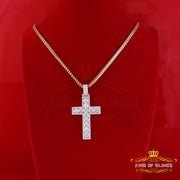 King Of Bling's Yellow Sterling Silver Charm Cross Pendant Men & Women 2.50ct VVS D Moissanite KING OF BLINGS