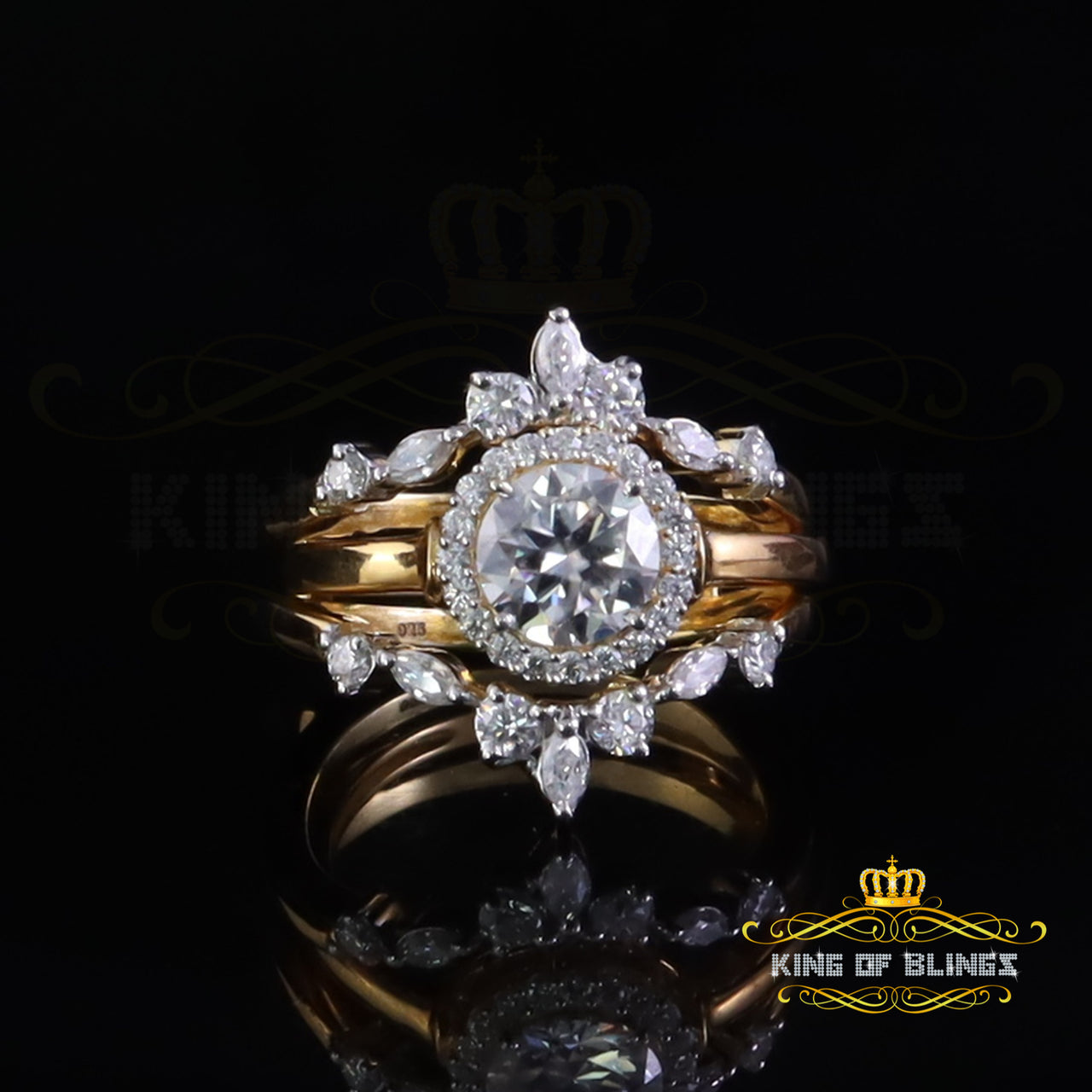 King of Bling's 1.66ct Yellow Guard Wrap Insert 925 SilverMoissanite Solitaire Enhancer Ring SZ7