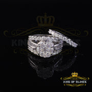 925 White 13.00ct Cubic Zirconia Silver 3 piece Bridal Fancy Womens Ring Size 9 KING OF BLINGS