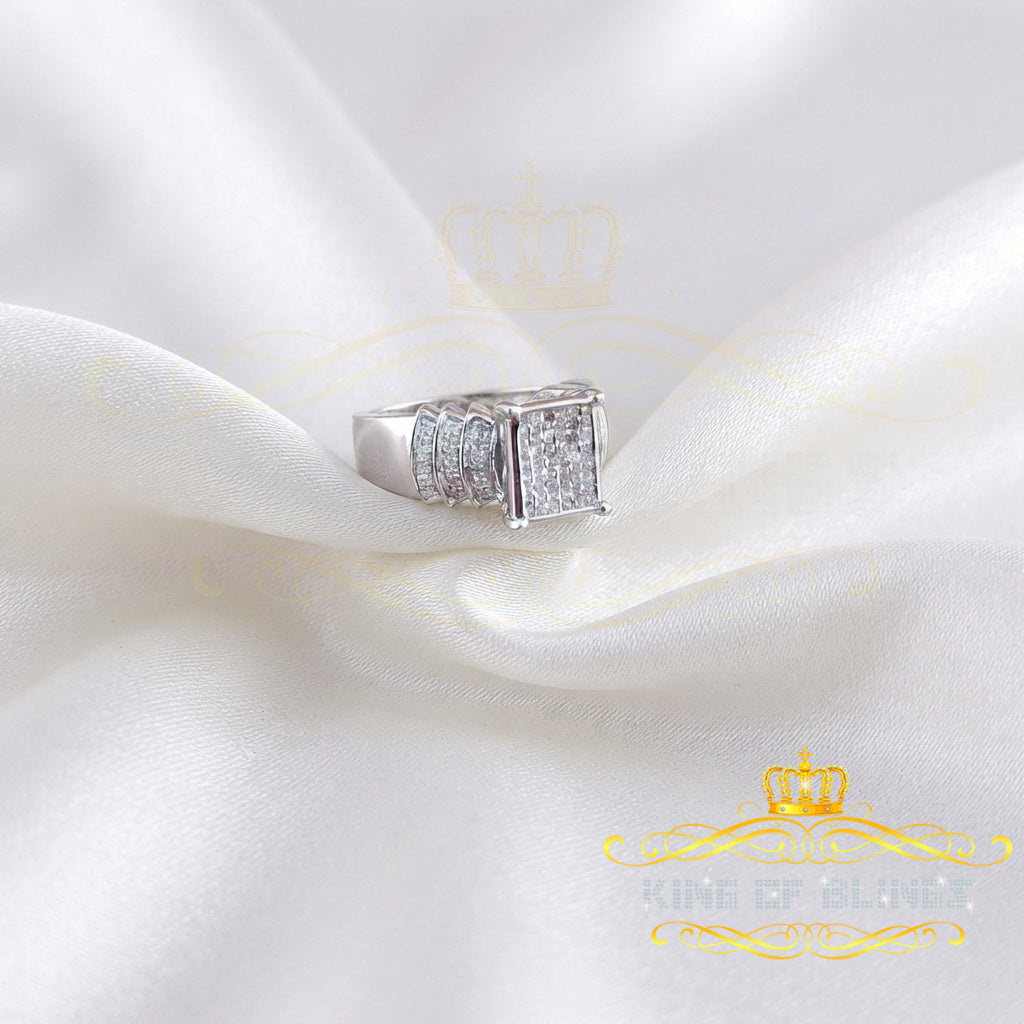 King Of Bling's Diamond 0.50CT 925 Sterling White Silver Fashion Womens Square Ring Size 5.5 KING OF BLINGS