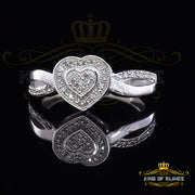 King Of Bling's Real Diamond 0.10 CT 925 Sterling White Silver Wedding Womens Heart Ring Size 7 KING OF BLINGS