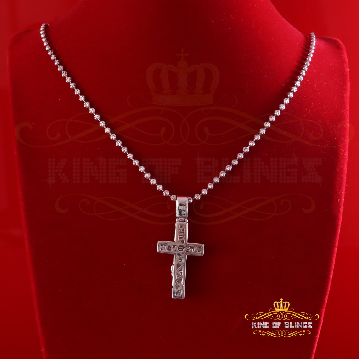 King Of Bling's New Mens 2.25ct VVS D Clr. Moissanite Baguette Jesus Cross Pendant White Silver KING OF BLINGS