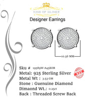 King Of Bling's 0.25ct Diamond 925 Sterling Silver White For Men & Women Stud Round Earrings KING OF BLINGS