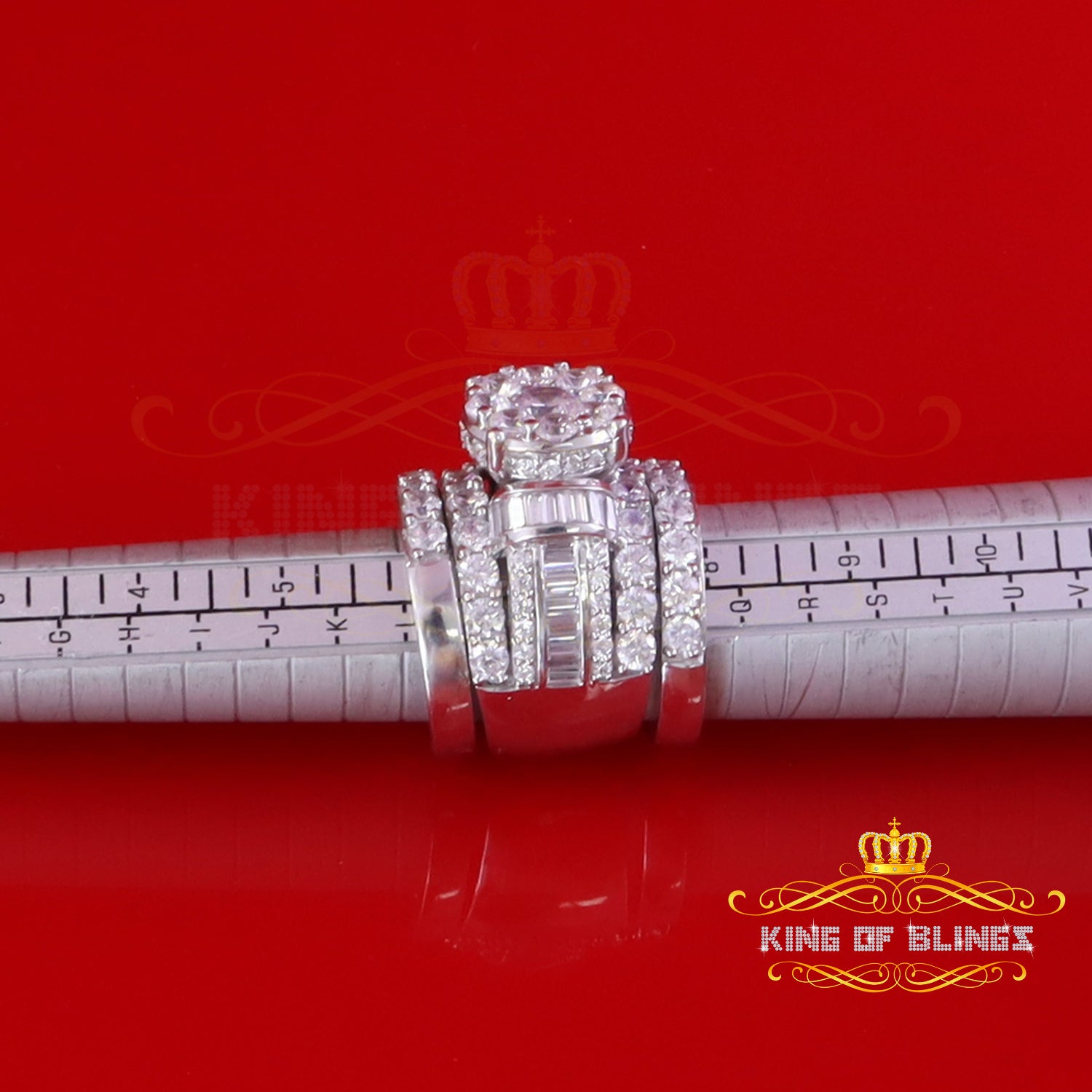 King Of Bling's925 Sterling Silver Round Cubic Zirconia 11.50ct Bridal White Womens Ring Size 9 KING OF BLINGS
