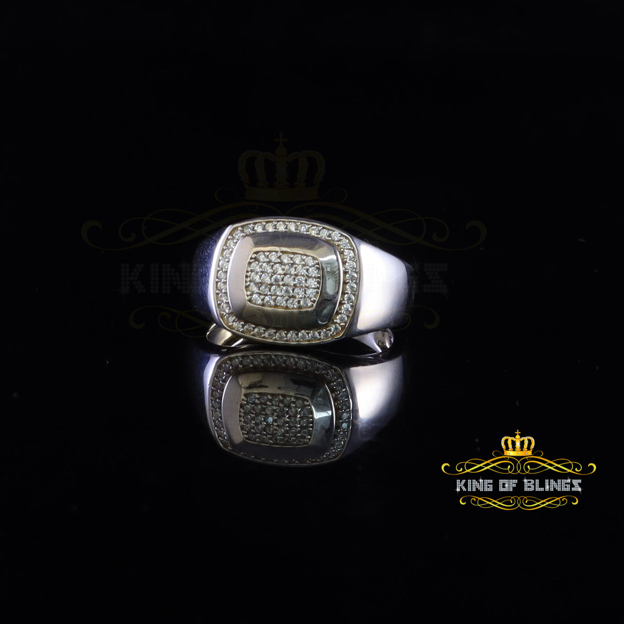 King Of Bling's1.00ct Iced Out White Cubic Zirconia Fashion Luxury Big Ring For Men Size 11