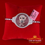 King Of Bling's Floating Face Skull Silver White Men's/Womens Bracelet Cubic Zirconia SZ 7 Inch KING OF BLINGS