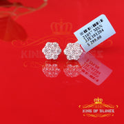 King  of Bling's Men's/Womens 925 Silver Yellow 1.66ct VVS 'D' Moissanite Floral Stud Earrings KING OF BLINGS