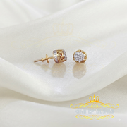King of Blings-925 Sterling Silver Yellow 0.05ct Diamond For Men's & Women's Floral Earrings KING OF BLINGS