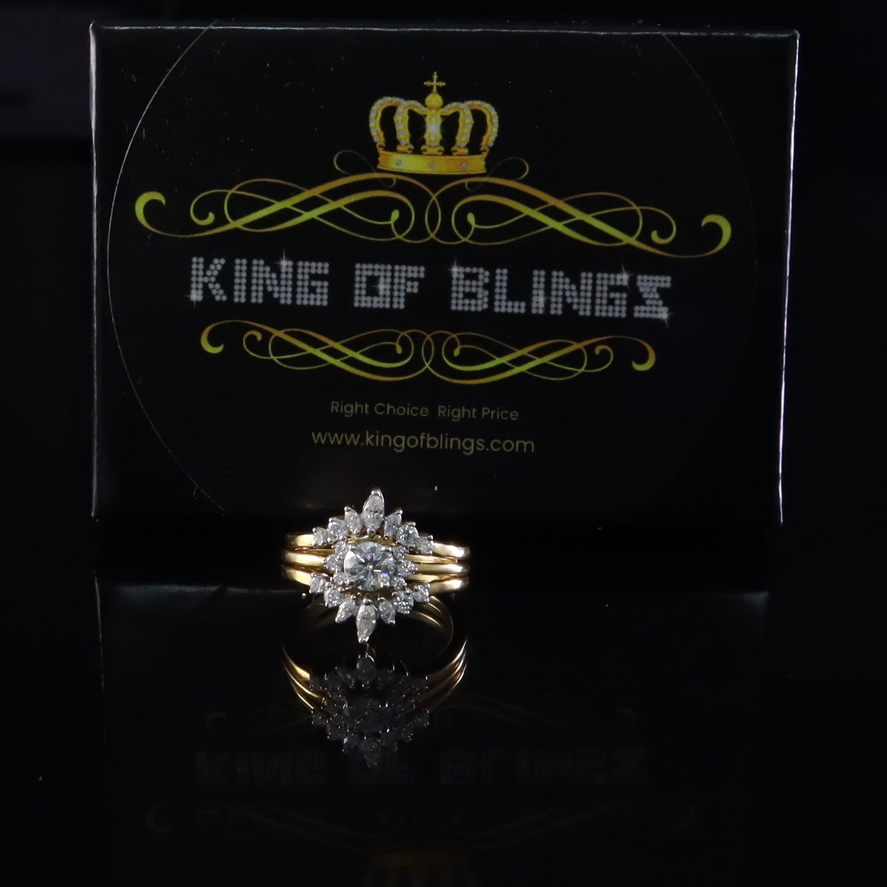 King of Bling's Bridal Womens 925 Sterling Silver Moissanite 1.25ct VVS 'D' Yellow Rings Size 7 King of Blings