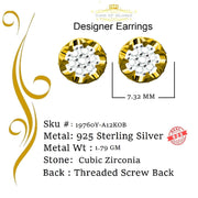 King of Bling's Yellow 925 Silver Sterling 0.36ct Cubic Zirconia Hip Hop Floral Women's Earrings KING OF BLINGS
