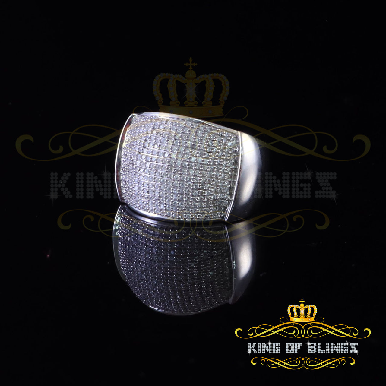 King Of Bling's1.10ct Sterling White Silver Round Cubic Zirconia Fashion Womens Ring Size 7.5