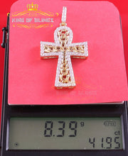 King of Bling's Yellow Sterling Silver Cross Pendant with 4.32ct Cubic Zirconia KING OF BLINGS