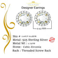 King of Bling's 925 Yellow Silver 4.42ct Cubic Zirconia Women's & Men's Hip Hop Round Earrings KING OF BLINGS