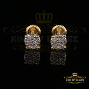 King of Blings-0.10ct Diamond 925 Sterling Silver Round Yellow Stud Earrings For Mens & Womens KING OF BLINGS