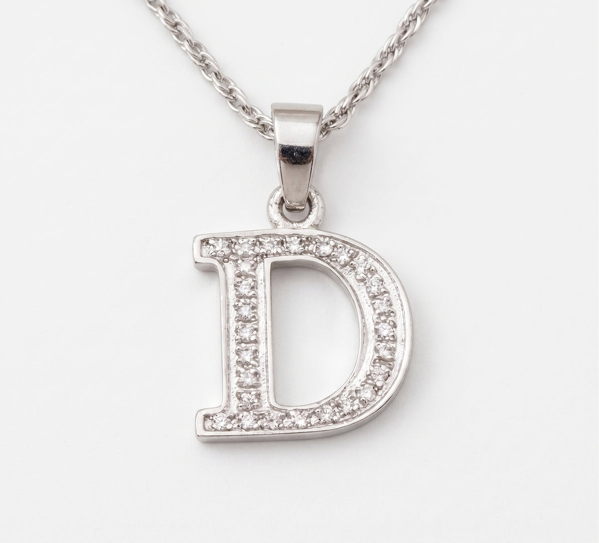 King Of Bling's Attractive Sterling SilverAll Alphabet Letter White Pendant with Cubic Zirconia KING OF BLINGS