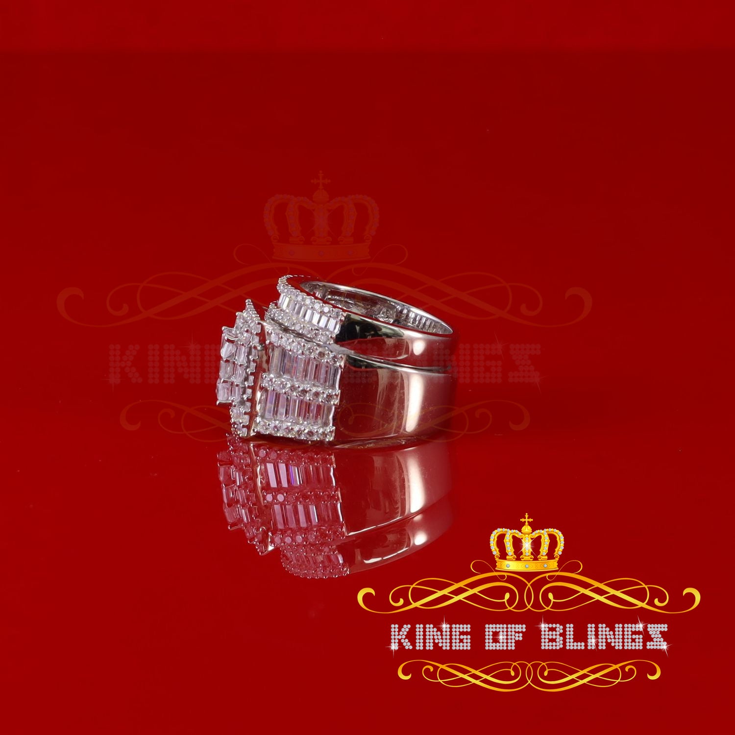 King Of Bling'sSterling White Silver Square 5.00ct Cubic Zirconia Bridal Womens Ring Size 8 KING OF BLINGS