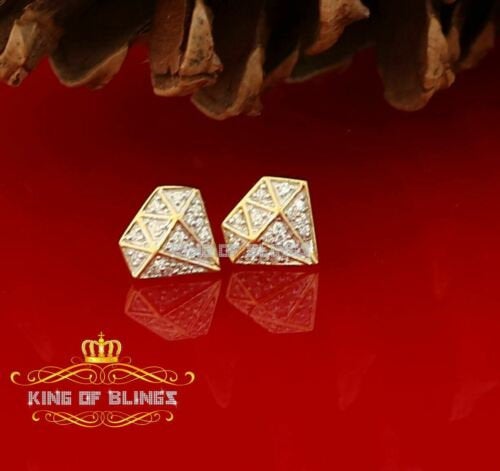 King of Bling's 0.24ct Cubic Zirconia 925 Yellow Silver Women's & Men's Hip Hop Stud Earrings KING OF BLINGS