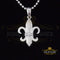 White 925 Fleur de Lis Shape Sterling Silver Pendant with 0.50ct Cubic Zirconia KING OF BLINGS