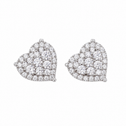 King of Bling's 1.18ct Cubic Zirconia 925 White Sterling Silver Women's Hip Hop Heart Earrings KING OF BLINGS