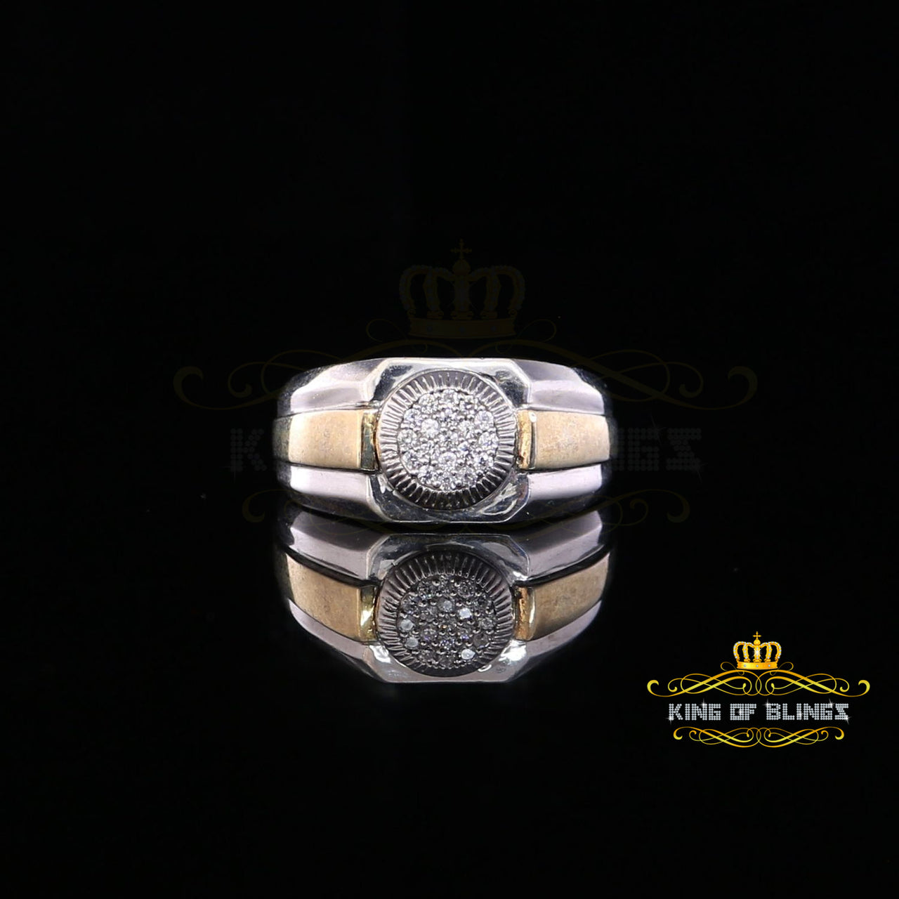 King Of Bling's925 Sterling Silver White 0.38ct Cubic Zirconia Wide Band Men's Ring Big SZ 11.5