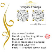 King of Blings-0.10ct Diamond 925 Sterling Silver Round Yellow Stud Earrings For Mens & Womens KING OF BLINGS