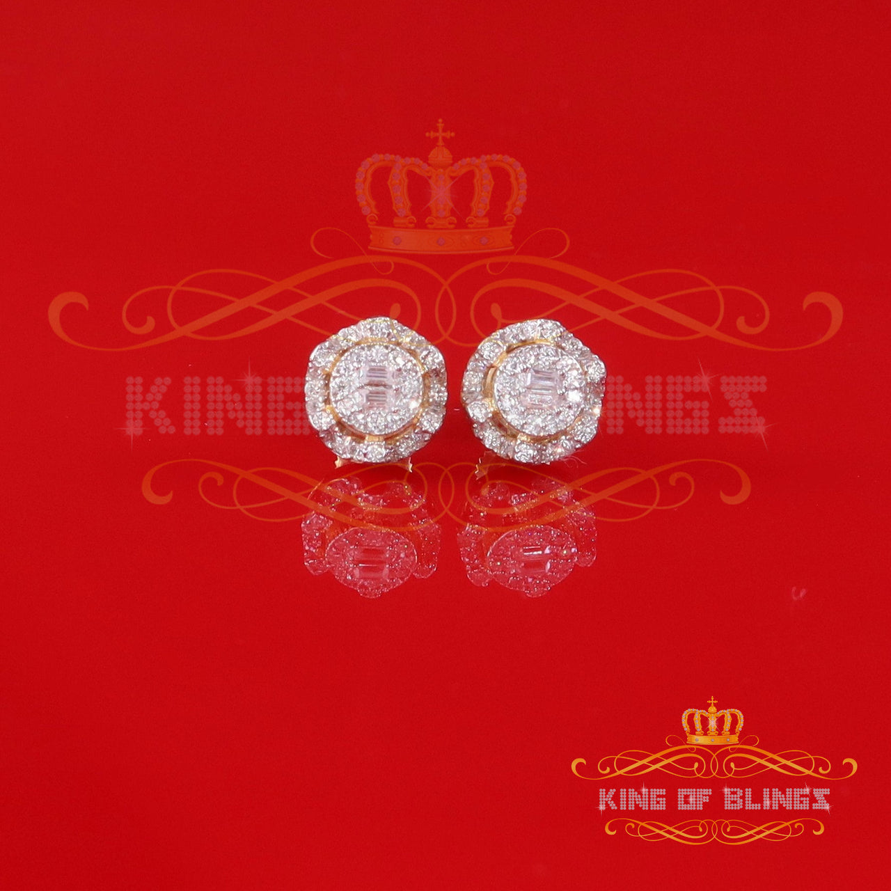 King of Bling's Men's/Womens Yellow 0.50ct VVS 'D' Moissanite Round Silver Earrings KING OF BLINGS