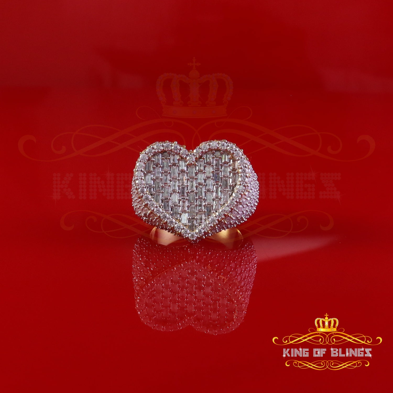 King of Bling's Men's/Womens 925 Silver Yellow 7.00ct VVS 'D' Moissanite Stone Heart Rings SZ 10 King of Blings