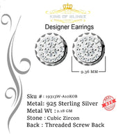 King of Blings- 3.45ct Cubic Zirconia 925 White Silver Women's & Men's Hip Hop Round Earrings KING OF BLINGS