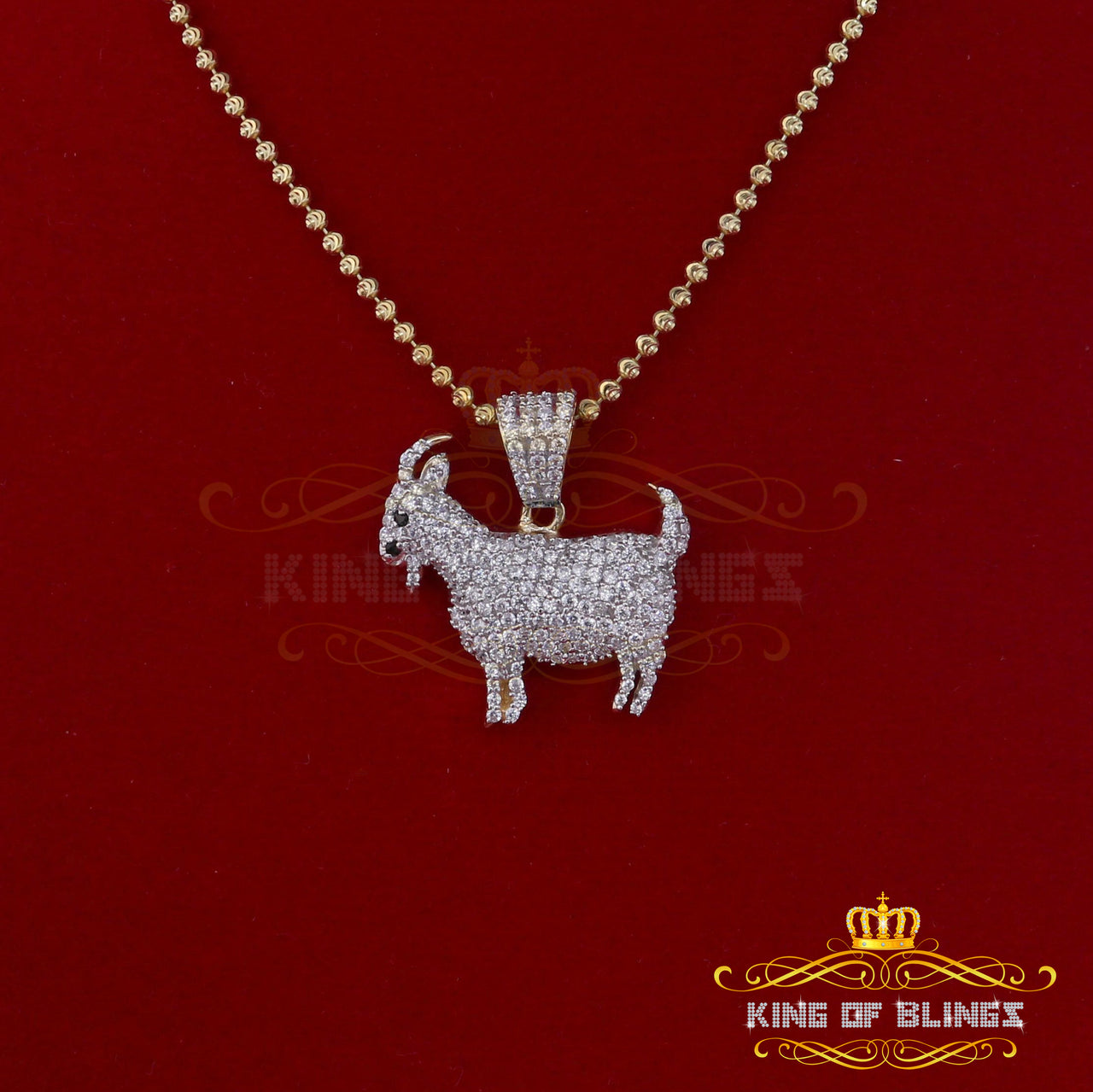 Promising Yellow 925 Sterling Silver Goat Shape Pendant 3.82ct Cubic Zirconia KING OF BLINGS