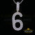 White Sterling Silver Baguette Numerical Number '6' with 4.86ct Cubic Zirconia KING OF BLINGS